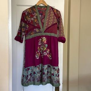 Johnny Was embroidered silk dress repair signs